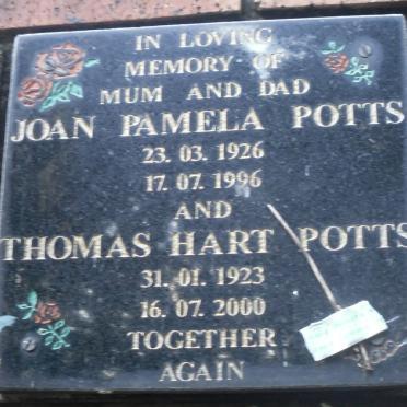 POTTS Thomas Hart 1923-2000 &amp; Joan Pamela 1926-1996