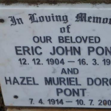 PONT Eric John 1904-1991 &amp; Hazel Muriel Dorothy 1914-2002