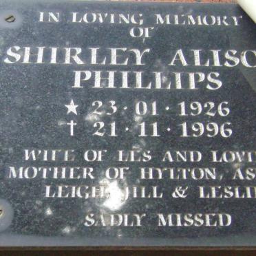 PHILLIPS Shirley Alison 1926-1996