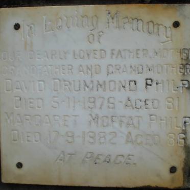 PHILP David Drummond -1976 &amp; Margaret Moffat -1982