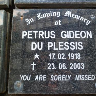 PLESSIS Petrus Gideon, du 1918-2003
