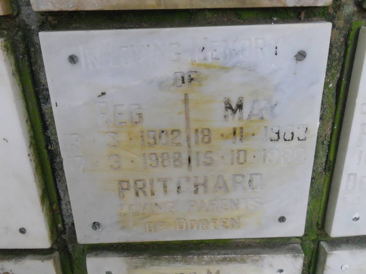 PRITCHARD Reg 1902-1988 &amp; May 1903-1980
