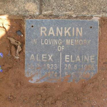 RANKIN Alex 1923-1974 &amp; Elaine 1926-2007