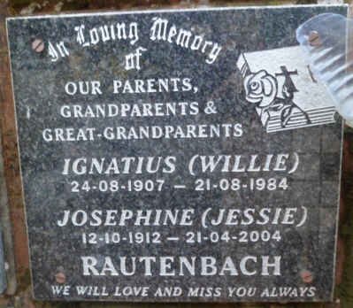 RAUTENBACH Ignatius 1907-1984 &amp; Josephine 1912-2004