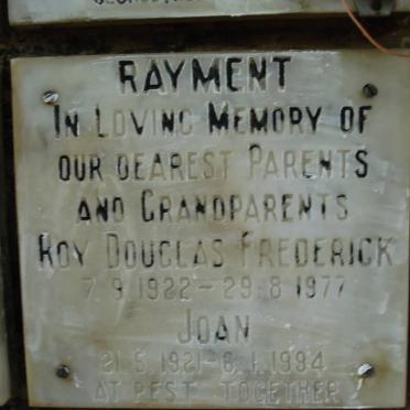 RAYMENT Roy Douglas Frederick 1922-1977 &amp; Joan 1921-1994