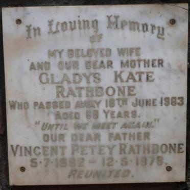 RATHBONE Vincent Petey 1892-1979 &amp; Gladys Kate -1963