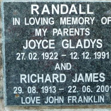 RANDALL Richard James 1913-2001 &amp; Joyce Gladys 1922-1991
