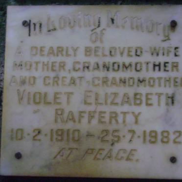 RAFFERTY Violet Elizabeth 1910-1982