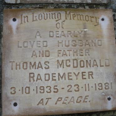 RADEMEYER Thomas McDonald 1935-1981