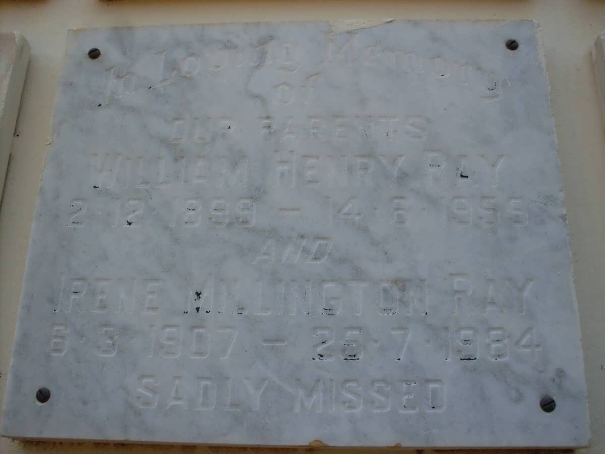 RAY William Henry 1899-1955 &amp; Irene Millington 1904-1984