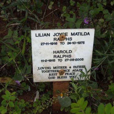 RALPHS Harold 1915-2005 &amp; Lilian Joyce Matilda 1916-1975