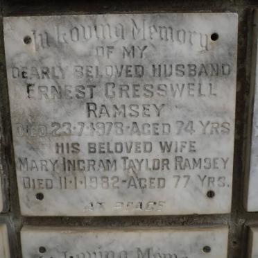 RAMSEY Ernest Cresswell -1978 &amp; Mary Ingram Taylor -1982