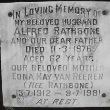 RATHBONE Alfred -1976 :: VAN REENEN Edna May nee RATHBONE 1912-1981