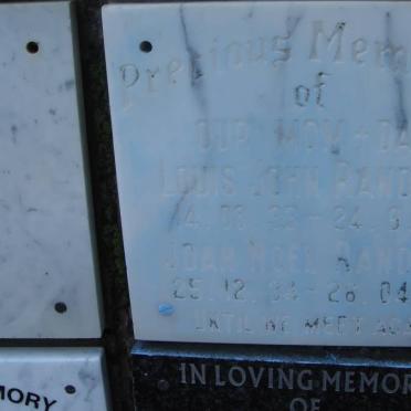 RANDALL Louis John 1933-1987 &amp; Joan Noel 1934-1993