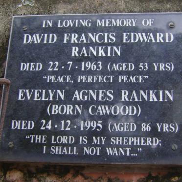 RANKIN David Francis Edward -1963 &amp; Evelyn Agnes CAWOOD -1995