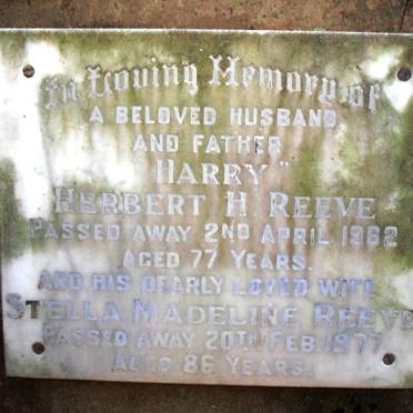 REEVE  Harry Herbert -1962 &amp; Stella Madeline -1977