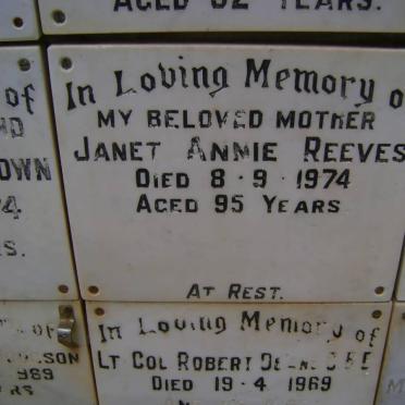 REEVES Janet Annie -1974