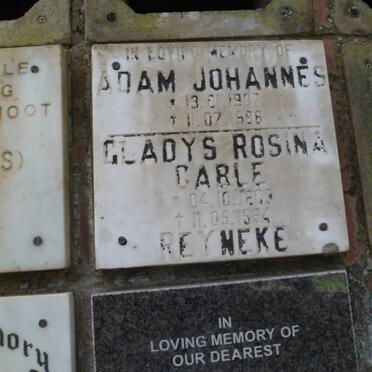 REYNEKE Adam Johannes 1907-1986 &amp; Gladys Rosina Carle 1909-1994