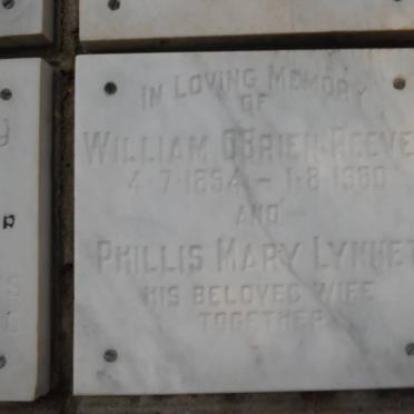 REEVES William O'Brien 1894-1980 &amp; Phillis Mary Lynnet