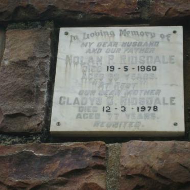 RIDSDALE Nolan P. -1960 &amp; Gladys G. -1978