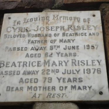 RISLEY Cyril Joseph -1957 &amp; Beatrice Mary -1976