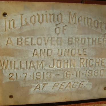 RICHES William John 1913-1980