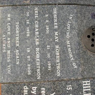 ROBERTSON Neil Charles 1931-1991 &amp; Desiree May 1931-1991