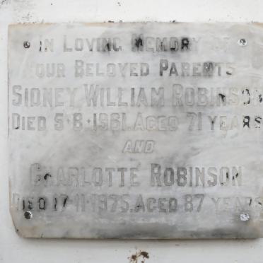ROBINSON Sidney William -1961 &amp; Charlotte -1975