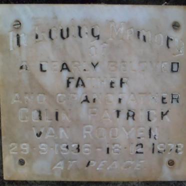 ROOYEN Colin Patrick, van 1936-1978