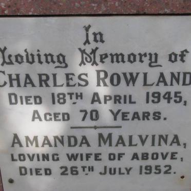 ROWLAND Charles -1945 &amp; Amanda Malvina -1952