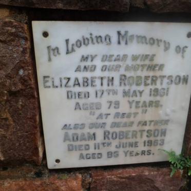 ROBERTSON Adam -1963 &amp; Elizabeth -1961