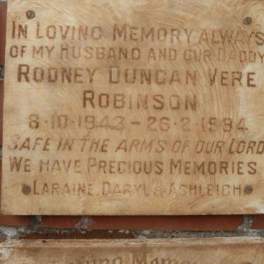 ROBINSON Rodney Duncan Vere 1943-1984