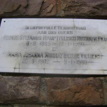ROSSOUW George Stefanus Hauptfleisch 1895-1960 &amp; Maria Johanna Murray DE VILLIERS 1902-1988