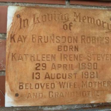 ROBINSON Kay Brunsdon nee Kathleen Irene STEVENS 1890-1981