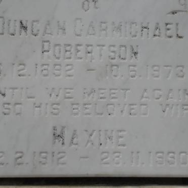 ROBERTSON Duncan Carmichael 1892-1973 &amp; Maxine 1912-1990