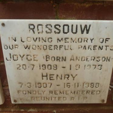 ROSSOUW Henry 1907-1988 &amp; Joyce ANDERSON 1909-1973