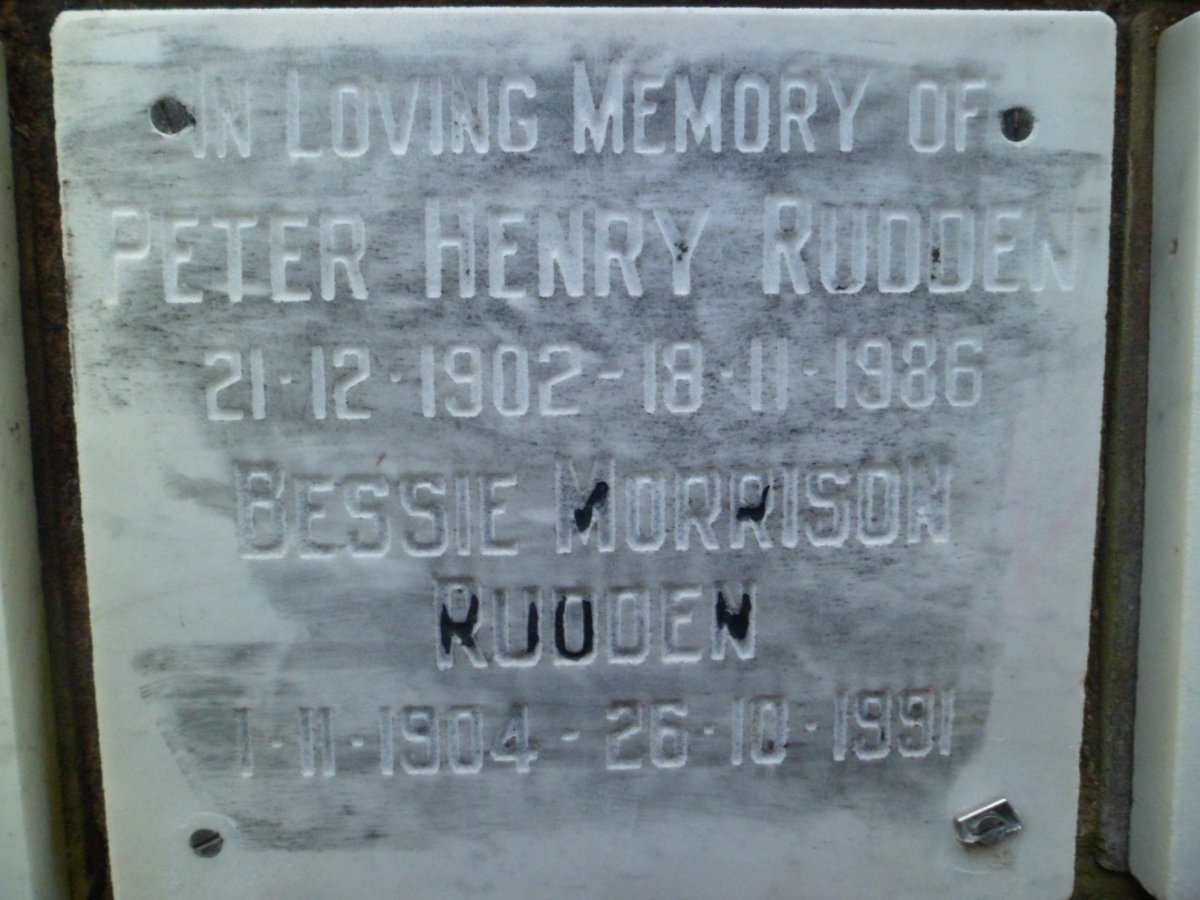 RUDDEN Peter Henry 1902-1986 &amp; Bessie Morrison 1904-1991