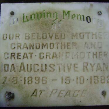 RYAN Ida Augustive 1896-1982