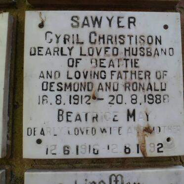 SAWYER Cyril Christison 1912-1986 &amp; Beatrice May 1916-1992