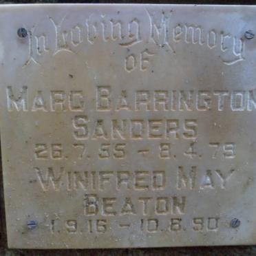 SANDERS Winifred May nee BEATON 1916-1990 :: SANDERS Marc Barrington 1955-1979