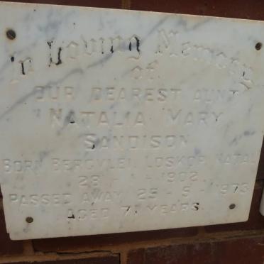 SANDISON Natalia Mary 1902-1973