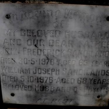 SANDILANDS John Frederick -1976 :: SANDILANDS William Joseph -1976