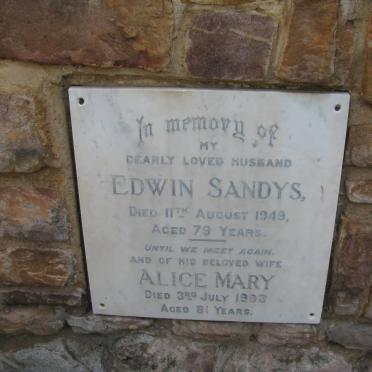 SANDYS Edwin -1949 &amp; Alice Mary -1963