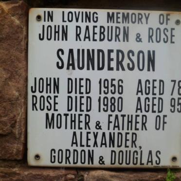 SAUNDERSON John Raeburn -1956 &amp; Rose -1980