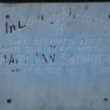 SAUNDERS Mary-Ann 1932-1987