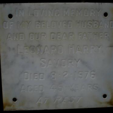 SAVORY Leonard Harry  -1976