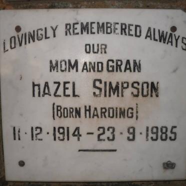 SIMPSON Hazel born HARDING 1914-1985