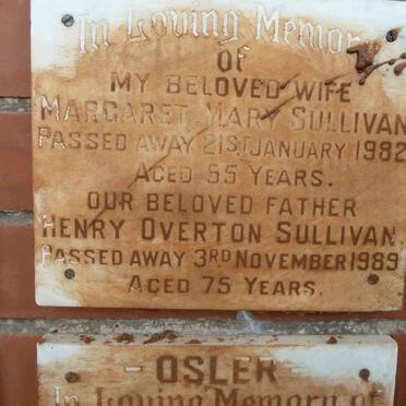 SULLIVAN Henry Overton -1989 &amp; Margaret Mary -1982