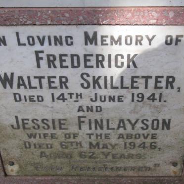 SKILLETER Frederick Walter -1941 &amp; Jessie Finlayson -1946