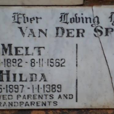 SPUY Melt, van der 1892-1962 &amp; Hilda 1897-1989